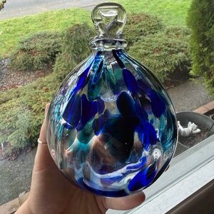 Jangles Hand-blown Double Bubble Glass Ball Orb Hanging Decor-From Scotland 7x5.